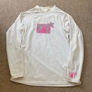 BASIC JUNIOR LONG-ARM LYCRA RASH GUARD - WHITE AND PINK BODY GLOVE